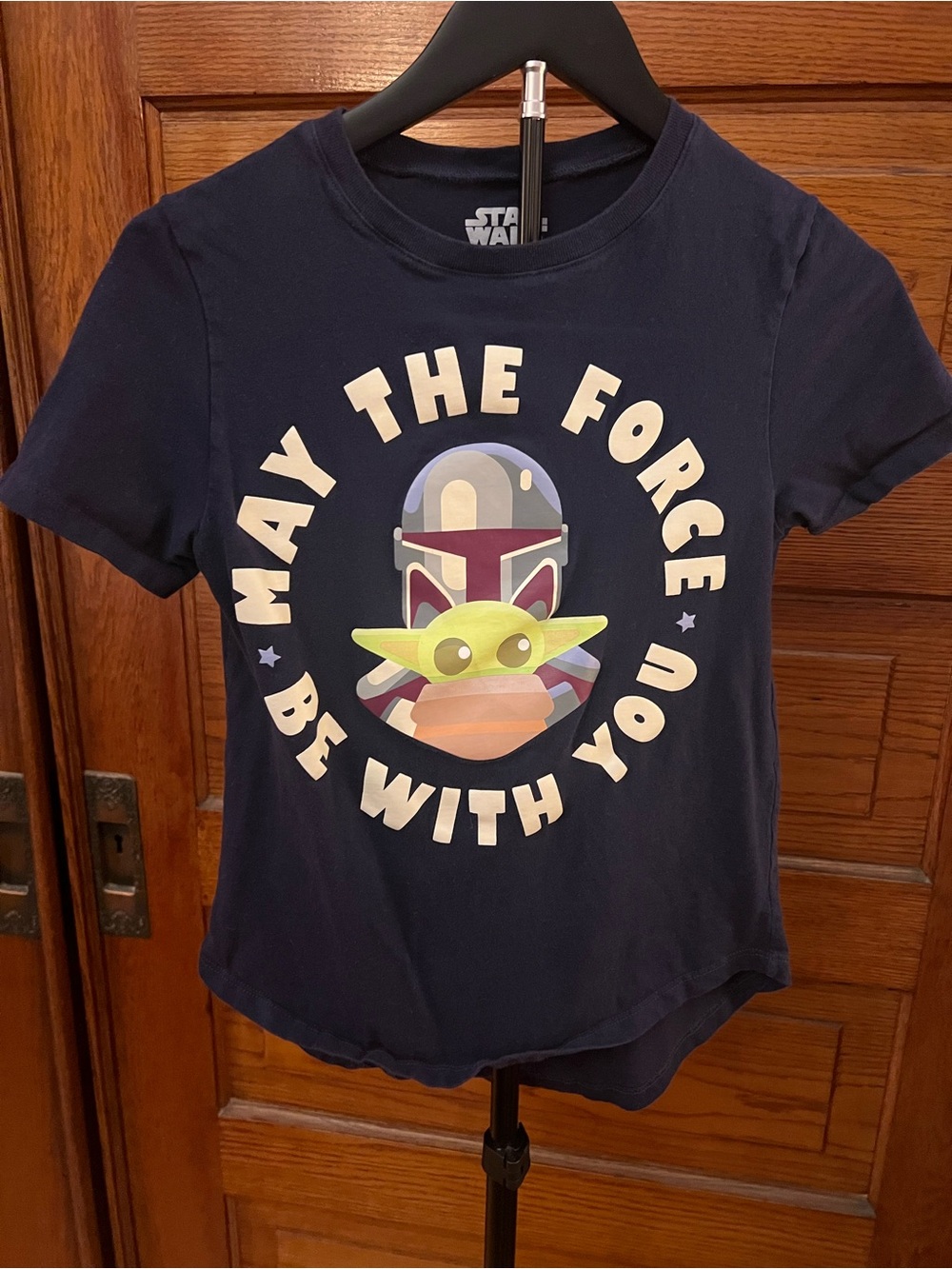 Star Wars Navy Short-Sleeve Tee with Grogu and Mandalorian Graphic